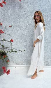 Nueva llegada Boho Hippie rayón mono playa capa Tie Dye caftán vestido con botón decoraciones mujer verano vestido de tamaño libre - Product Image 2