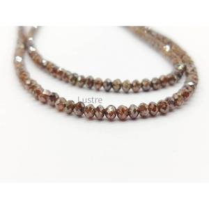 Colliers en diamants rouges champagne facettés de 3 mm de qualité AAA+, perles rondes, 100% diamants rouges naturels étincelants, cadeau d'anniversaire parfait - Product Image 4