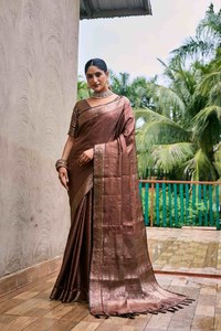 Sari de Mujer Estilo Indio del Sur, Último Modelo en Seda Kanjivaram Modal y Viscosa con Pieza de Blusa para Coser - Product Image 3