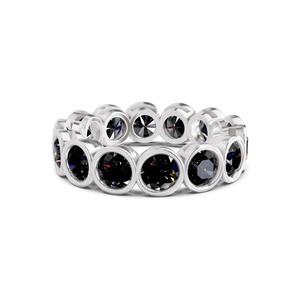 Anillo de Eternidad Redondo con Bisel Negro, Diamante Cultivado en Laboratorio de 1.00 Ct Tw, Oro Sólido de 14K, Color Negro, Claridad VS, 20 Diamantes, Contraste Dramático - Product Image 3