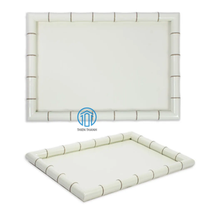 Bandeja de laca de caña rectangular caliente nuevo último diseño de lujo decoración del hogar bandejas decorativas de caña bandejas de laca de bambú de color marino - Product Image 1