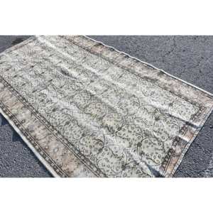 Vintage 5 X 8.2ft Tapis Turc Beige Marron Classique Grande Surface Laine Latex Support Rectangulaire Abstrait Motif Couloir pour Chambres - Product Image 4