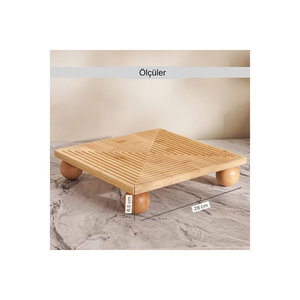 Plateau de service en bambou sans BPA, plateau de présentation décoratif à pieds bombés, 28 x 28 cm, marque ERKUGO - Product Image 2