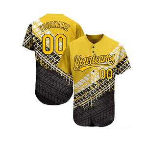 Nouveau design vierge OEM personnalisé vente en gros respirant Design unique de haute qualité couleur jaune maillot/chemise de baseball - Product Image 6
