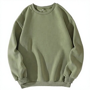 Sudadera Unisex Verde Oliva de Cuello Redondo, Corte Holgado, Tejido de Algodón, Estilo Casual, Color Sólido, para Otoño - Product Image 1