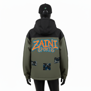 Veste softshell pour femmes Tissu polyester coupe-vent Conception à capuche olive et noire Logo brodé personnalisé Veste softshell pour femmes - Product Image 2