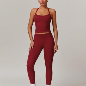 Conjunto de Yoga de 2 Piezas para Mujer, Ropa Deportiva Profesional de Gimnasio, Secado Rápido, Transpirable, con Patrón Sólido sin Costuras - Product Image 3