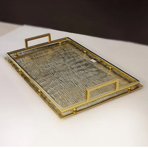 Nouveaux plateaux à couverts en aluminium contemporain de forme ovale, design fantaisie sur le thème des feuilles, qualité supérieure, vente chaude - Product Image 2