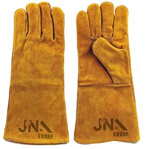 Guantes de soldadura de 14 pulgadas Guantes de soldadura de cuero Guantes de soldadura de doble Palma de cuero de vaca dividido - Product Image 1
