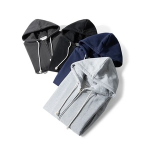 Sweat-shirt à capuche pour homme en molleton épais de coton de haute qualité, fermeture éclair intégrale, couleur unie, décontracté, automne-hiver - Product Image 1