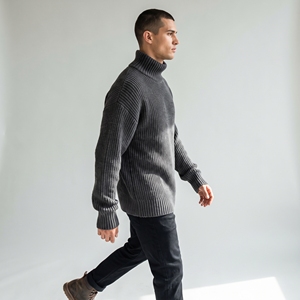 <b>Men</b> Ribbed <b>Turtleneck</b> Drop Shoulder Pullover <b>Sweater</b> Knitted Cotton Blend Warm Casual Winter Wear - Product Image 1