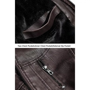 Chaqueta de cuero de mantenimiento cálido para hombre, chaquetas y abrigos de cuero con cremallera frontal para hombre, chaqueta y abrigo de cuero a prueba de viento para hombre, chaqueta para hombre - Product Image 2