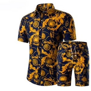 Ensemble d'été confortable de haute qualité pour hommes Ensemble 2 pièces T-shirts à manches courtes et ensemble de survêtements et shorts - Product Image 1