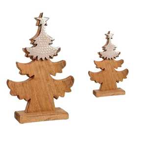 Nouvelle décoration d'arbre de Noël en bois naturel attrayant éclairage LED ornements en métal pour cadeau de fête de noël - Product Image 5