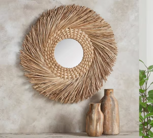 Cadre de miroir moderne en jonc de mer au design de luxe Décoration murale personnalisable de haute qualité Vente en gros Vietnam pour salle de bain Décoration intérieure - Product Image 1