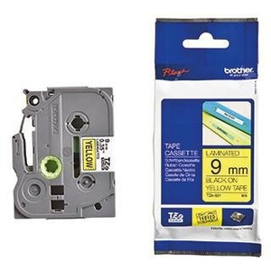 9mm X 8m Yellow/<b>Black</b> Label Tape for Office Use-Brother P-touch TZe-621 - Product Image 1