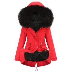 Wholesale High Quality Custom Zipper Hooded Parka Jacket for <b>Ladies</b> Winter Thick Hooded Cotton Padded Women Parka Jacket - Product Image 4