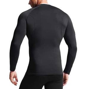 Chemises de gymnastique de haute qualité 2025 T-shirts de Compression de fibres pour hommes adultes motif solide chemise à col rond vêtements en gros - Product Image 2