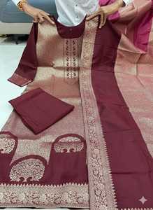 Ensembles de costumes Banarasi purs et magnifiques pour femmes en couleur marron pour les festivals et les mariages - Costumes en gros, ethniques indiens et pakistanais, Kurti - Product Image 5