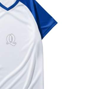 ชุดกีฬาผ้าโพลีเอสเตอร์ลายทางสีฟ้าขาวระบายอากาศได้ดีผ้าโพลีเอสเตอร์แห้งเร็วสำหรับผู้ชายทีมฝึกซ้อมและจับคู่ - Product Image 4