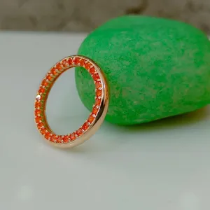 Женское кольцо из серебра 925 пробы, с оранжевым Цирконом