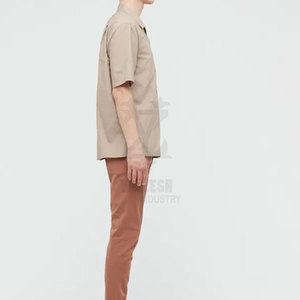 New Design Knitted Cotton/Bamboo Fiber Mesh Short Sleeve Button-Up for Shirts for Men - Product Image 4