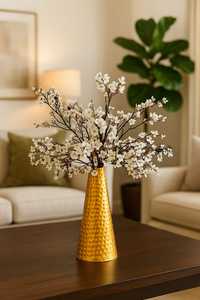 Vase à fleurs en métal martelé doré de luxe | Vase décoratif fait à la main pour la maison, l'hôtel et le centre de table - Product Image 2