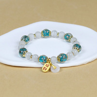 Pulsera de Cuentas de Vidrio Gris Fragante PFT para Mujer, Estilo Chino Nuevo, Joyería Decorativa Cultural, Regalo al por Mayor