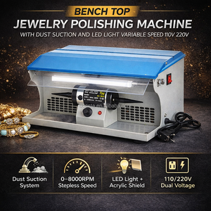 Pulidora <span class=keywords><strong>de</strong></span> Joyería <span class=keywords><strong>de</strong></span> Banco Boasta Blue DM-5 con Aspiración <span class=keywords><strong>de</strong></span> Polvo y Luz LED, Velocidad Variable, 110V 220V 8000RPM - Product Image 1