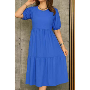 Robe ballon à manches courtes et col ouvert superposée pour femme, modèle Jane, couleur cramoisie, 35777-Saks Blue - Product Image 3