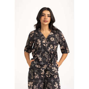 Blusa de Satén de Corte Regular WM-COD-SS25-362T con Estampado Floral Casual para Primavera/Verano - Product Image 5