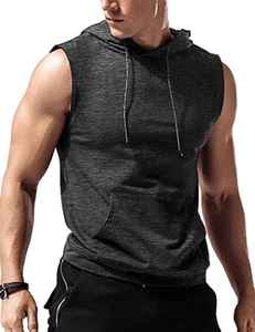 Sudadera con capucha sin mangas para hombre Camiseta sin mangas con capucha para entrenamiento de gimnasio Camiseta muscular para culturismo - Product Image 3