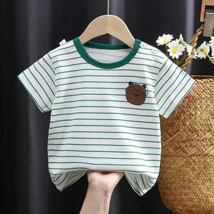Camiseta de cuello redondo, transpirable, cómoda, absorbente de sudor, algodón de dibujos animados para niños, ropa de verano para niños de 1 a 7 años - Product Image 3