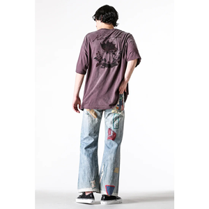 Breathable Trendy Acid Washed distressed <b>T</b>-<b>shirt</b> for <b>Men</b> Ageha butterfly embroidery Oversized <b>cool</b> emo <b>T</b>-<b>shirt</b> for <b>Men</b> - Product Image 2