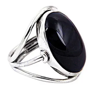 Women's 925 <b>Silver</b> Onyx <b>Statement</b> <b>Ring</b> Handmade Boho Jewelry with Gold & Rhodium Plating Cut Stone Inlay - Product Image 1