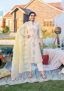 Nuevo catálogo de lanzamiento de algodón puro Jacquard viscosa indio pakistaní Kurtis conjunto que incluye fondos de impresión de bloque Dupatta para en línea - Product Image 4