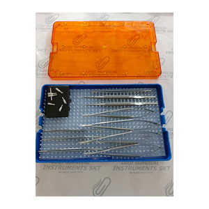 Ensemble complet d'instruments microchirurgicaux, kit de microchirurgie en acier inoxydable allemand, pinces microvasculaires, plateau en plastique, clinique, hôpital - Product Image 1