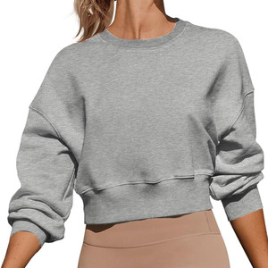 Wholesale Casual Breathable <b>Drop</b> Shoulder Women's Sweatshirt Customized Design Blank Oversize Cropped Women's Hoodies - Product Image 4