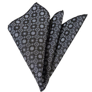Pañuelo tejido jacquard floral negro, gris y plateado - Product Image 1