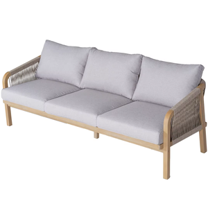 Ensemble de canapé moderne 3 places en bois d'acacia avec accoudoirs élégants en corde et coussins pour sièges de salon et patio d'hôtel fabriqué au Vietnam - Product Image 1