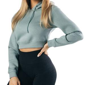 เสื้อฮู้ดแขนยาวเข้ารูปสำหรับผู้หญิงผ้าถักพิมพ์ลายฤดูหนาวโลโก้แบบกำหนดเอง - Product Image 6