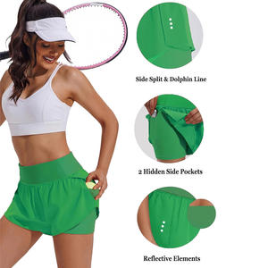 Pantalones cortos transpirables 2 en 1 para mujer, ropa deportiva personalizada para entrenamiento, gimnasio, verano, para correr, OEM, con impresión de logotipo, diseño de etiqueta privada - Product Image 5