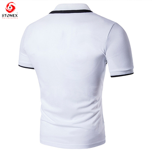 เสื้อโปโลสำหรับผู้ชายเสื้อยืดคอสูงสั่งทำความยาวสั้นผ้าฝ้าย100% - Product Image 3