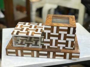 Juego de Mubkhar de Madera con Incrustaciones de Hueso, Caja de Mubkhar, Bandeja, Quemador de Bakhoor, Madkhan, Bandeja para Servir, Ámbar Religioso - Product Image 3
