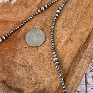 สร้อยคอไข่มุกสเตอร์ลิง22นิ้วห้อยลูกปัดขนาด3มม. ถึง6มม. ของขวัญสุดหรูสำหรับเธอ - Product Image 3