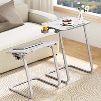XGear Klapp-TV-Tablett Tisch verstellbarer Nachttisch zum Essen von Snacks mit Getränke halter Tablet-Ständer Laptop Stehpult