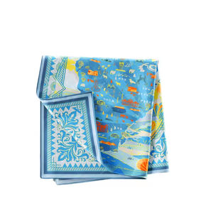 Pañuelo de Seda de Lujo de 27 cm, Chal Grande de Satén para Mujer, Pañuelo Cuadrado Cosido a Mano con Estampado Personalizado - Product Image 1