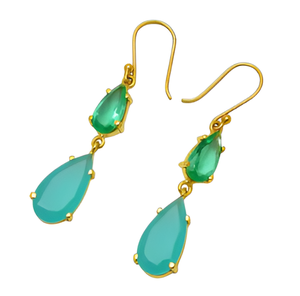 925 boucles d'oreilles en argent Sterling vert Apatite Aqua calcédoine pierre précieuse poire coupe à la main broche réglage boucles d'oreilles pour les femmes - Product Image 5