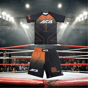 ชุดแรชการ์ดและกางเกงขาสั้นทรงสลิมฟิตสำหรับผู้ชายรุ่นใหม่ สำหรับสวมใส่ในการต่อสู้ MMA ป้องกันการหดตัว เหมาะสำหรับยิวยิตสูและการต่อสู้แบบกราปลิง - Product Image 1