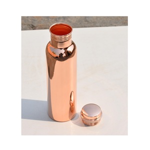 Bouteille d'eau en cuivre et laiton moderne, 100% pure, faite à la main, écologique, avec motif floral imprimé, logo personnalisé, multicolore, décorative, usage personnel - Product Image 4